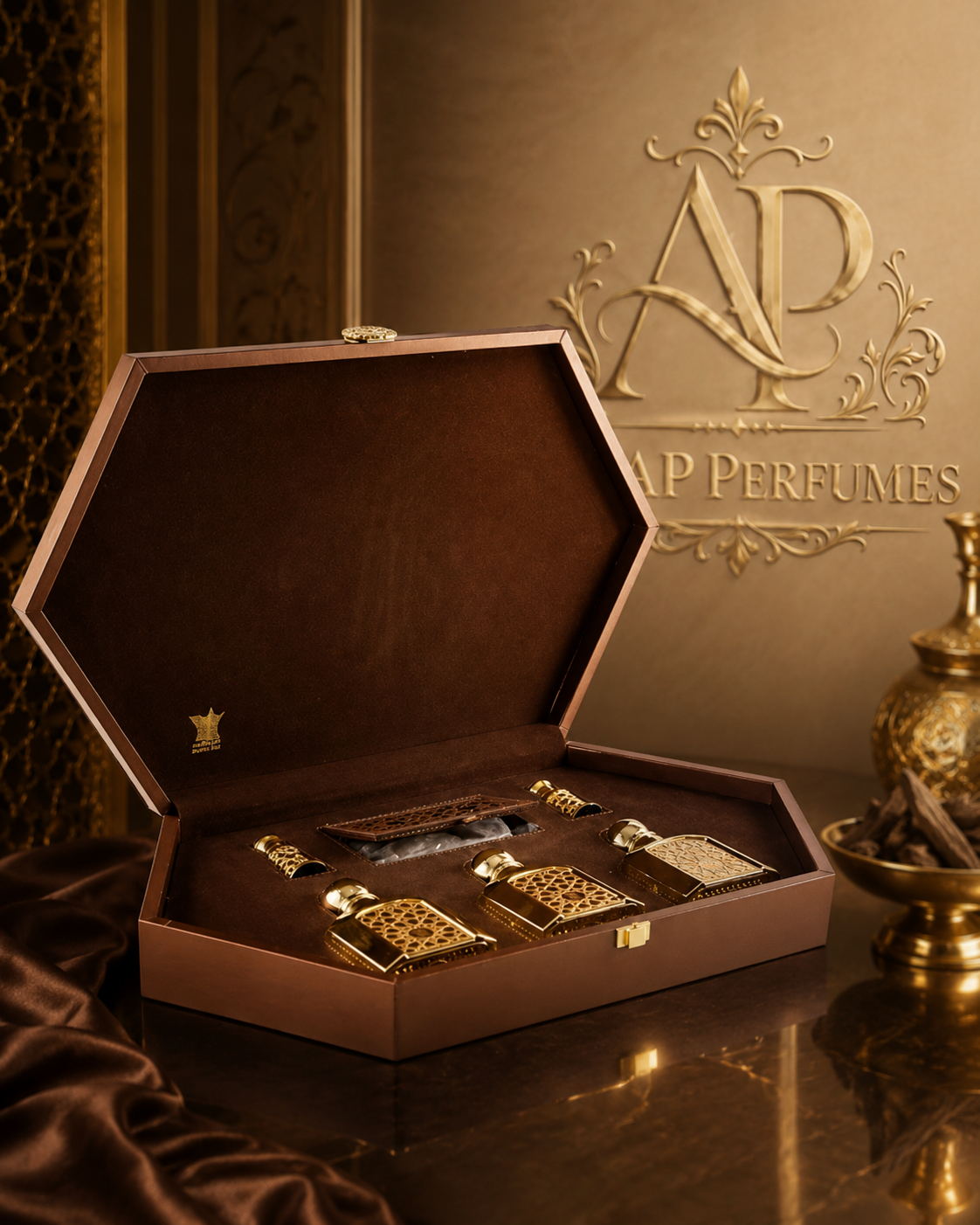 Luxury Royal Brown Box by Arabian Oud 5 Pieces Set